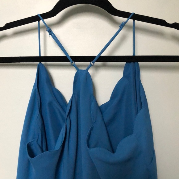 J Crew Blue Scallop Neck Strappy Blouse - Picture 5 of 10